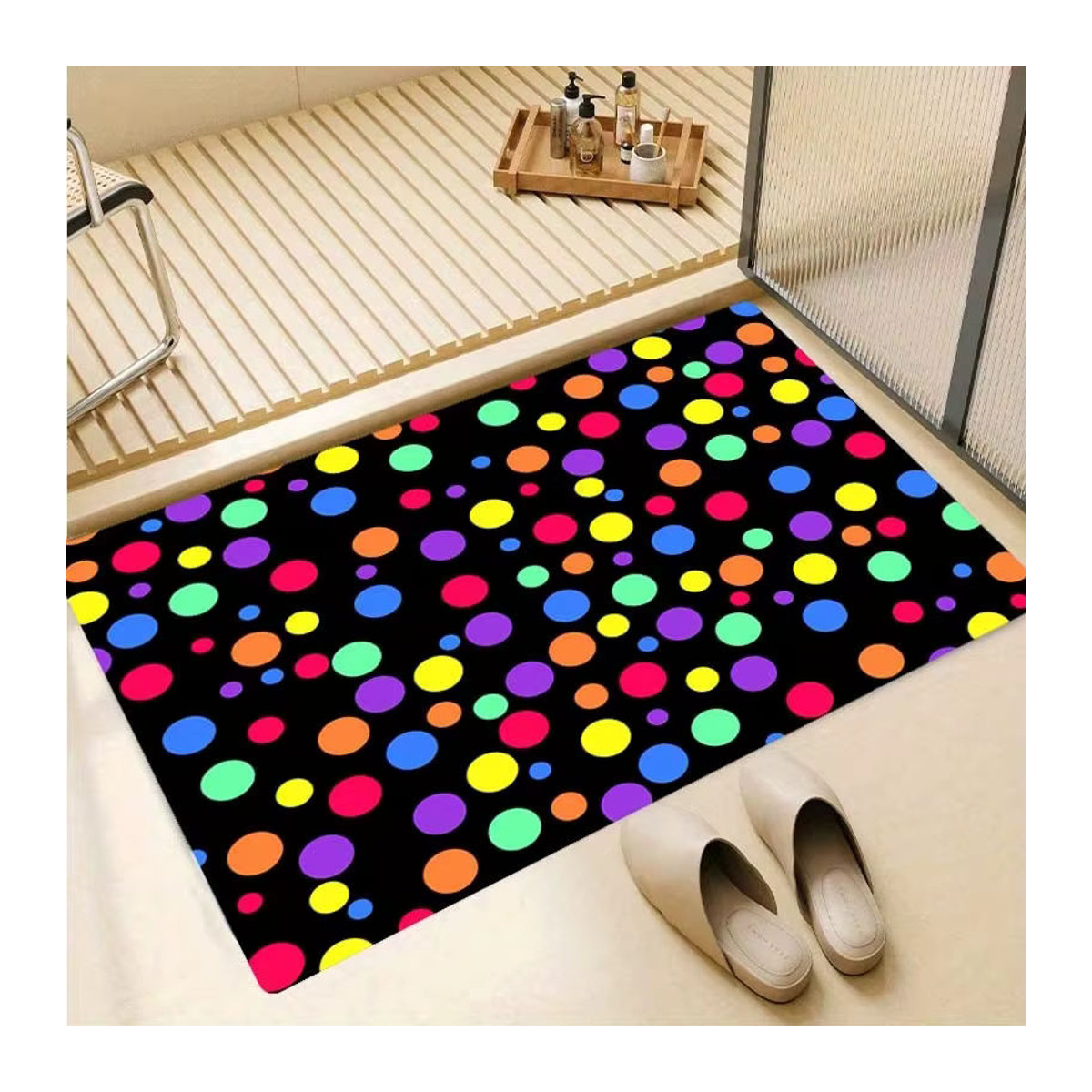Moderner Flanell-Teppich mit mehrfarbigem Tupfen-Design in Matt-Optik für dein Wohnzimmer - Bild 3