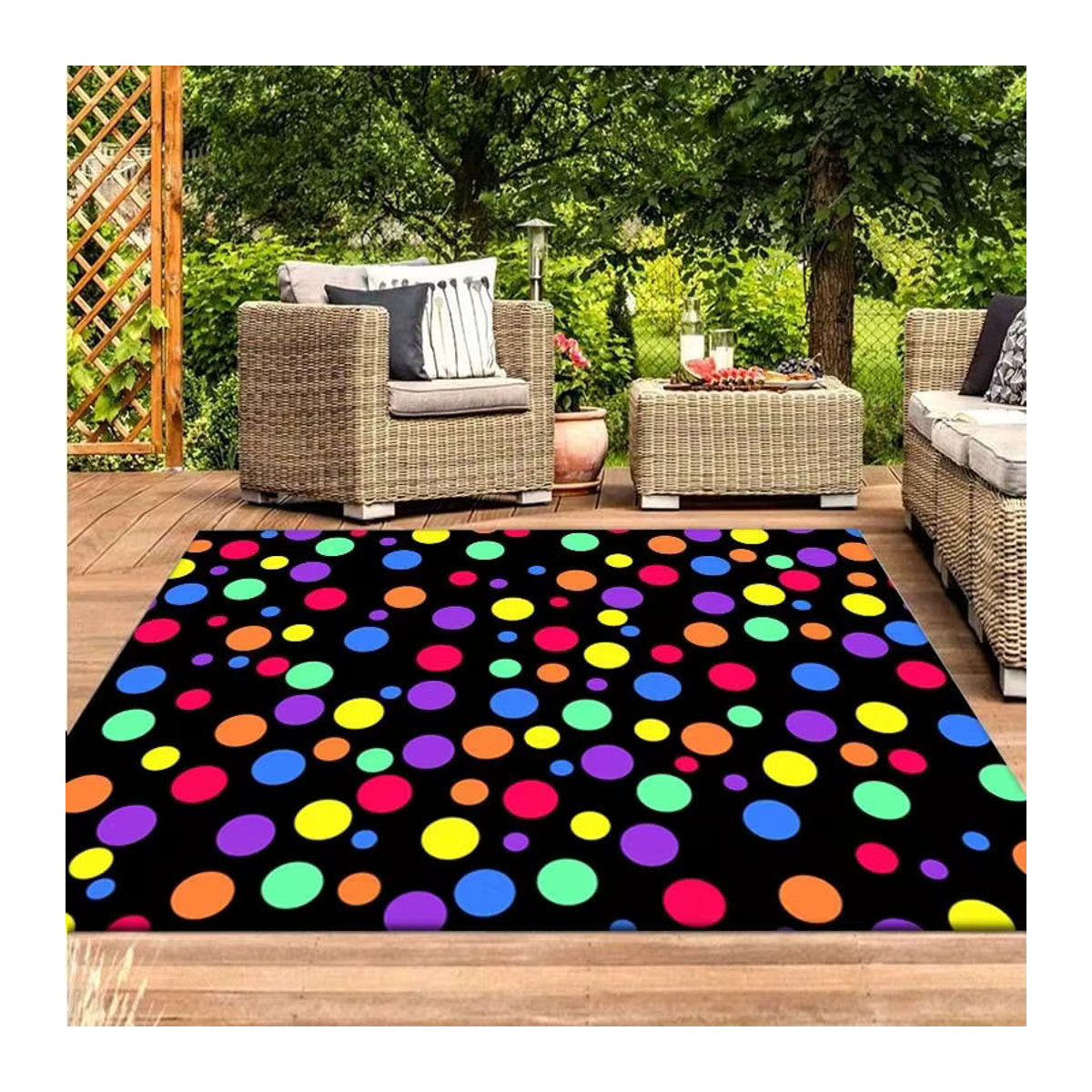 Moderner Flanell-Teppich mit mehrfarbigem Tupfen-Design in Matt-Optik für dein Wohnzimmer - Bild 5