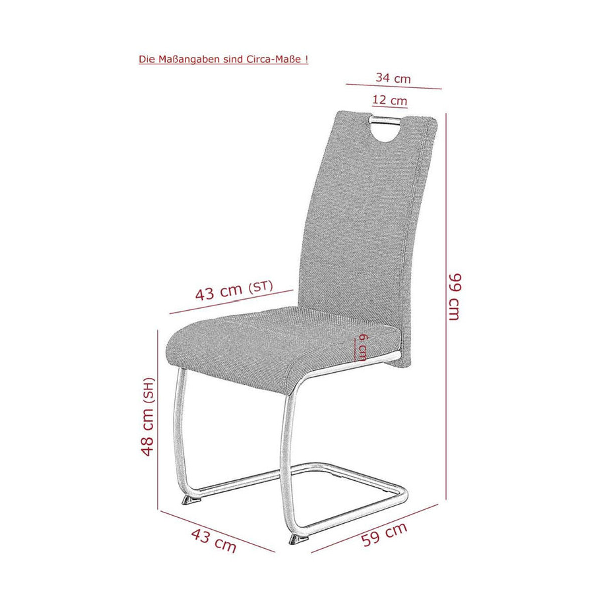 Moderner Freischwinger HARPER in Beige aus Stoff und Metall, B/H/T: 43 x 99 x 61 cm - Bild 2