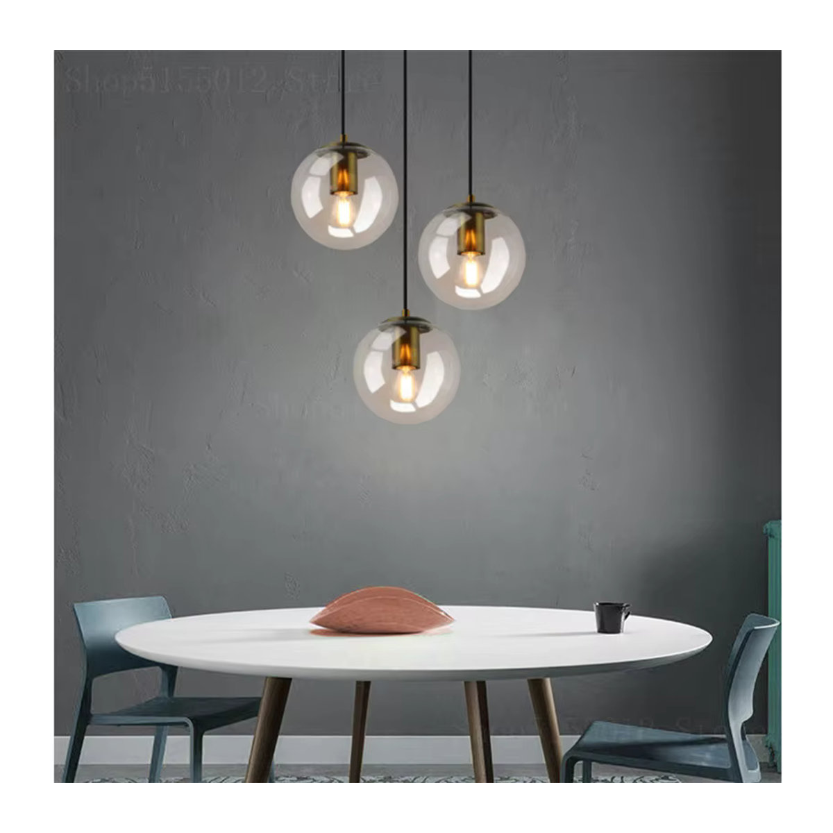 Moderner Glas Lampenschirm Lava Ball in Rauchgrau als E27 Pendelleuchte für Esszimmer und Schlafzimmer - Bild 2