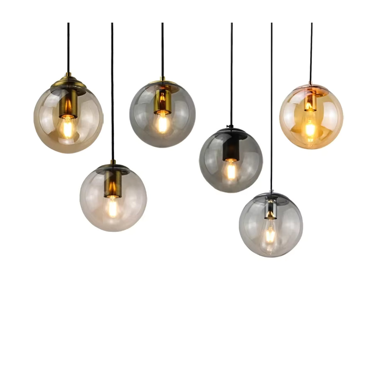 Moderner Glas Lampenschirm Lava Ball in Rauchgrau als E27 Pendelleuchte für Esszimmer und Schlafzimmer - Bild 6
