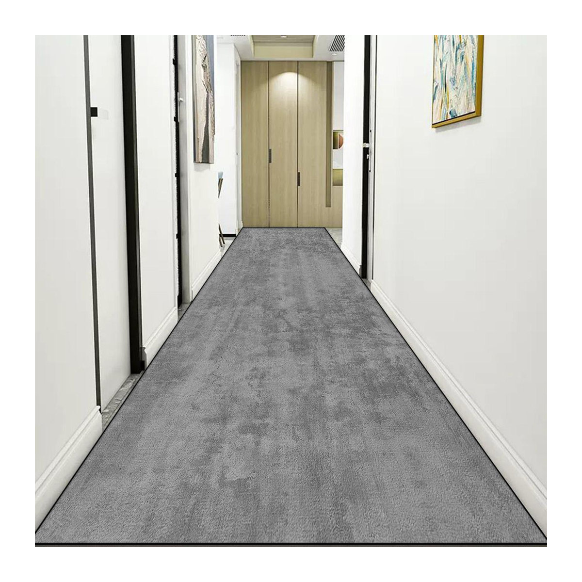 Moderner Hallenläufer Karpetti in Grau mit abstraktem Design, B/T: 90 x 200 cm - Bild 1
