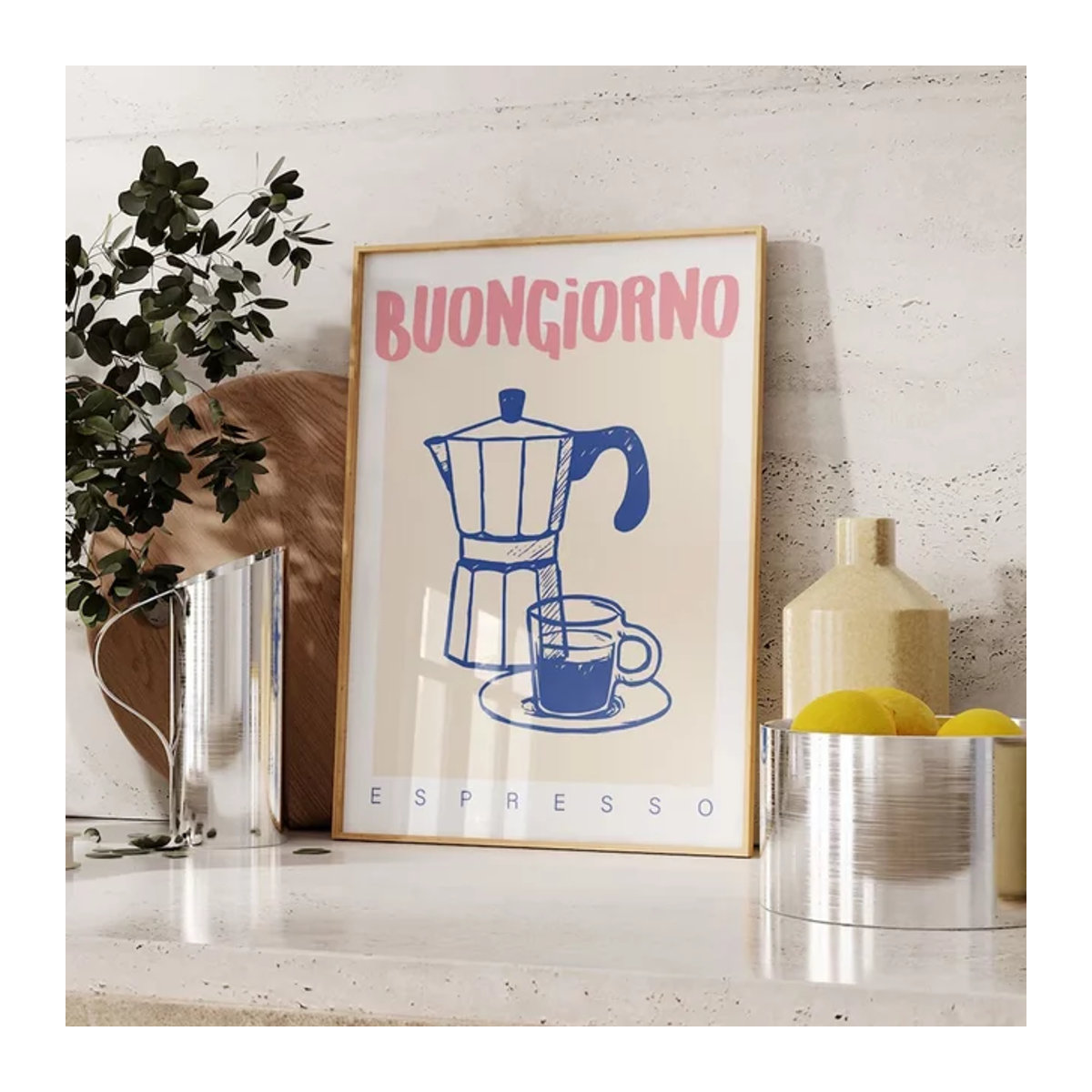 Moderner Kaffee und Espresso Leinwand Kunstdruck im Retro Vintage Stil, mehrfarbiges Wandbild für Büro und Küche von SHENCHEN - Bild 1