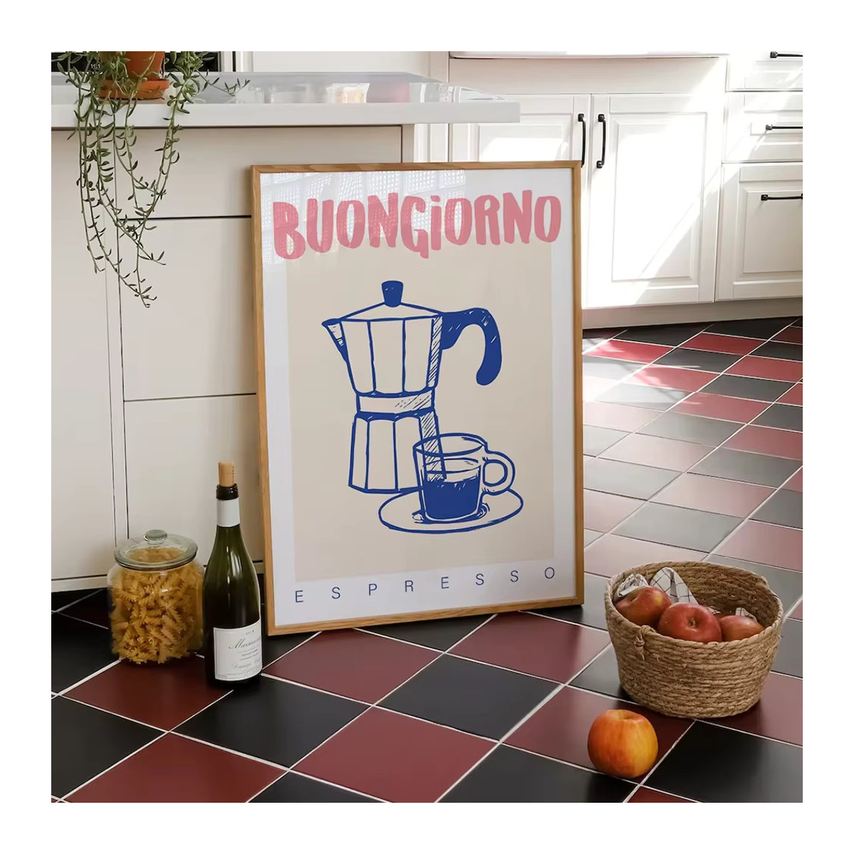 Moderner Kaffee und Espresso Leinwand Kunstdruck im Retro Vintage Stil, mehrfarbiges Wandbild für Büro und Küche von SHENCHEN - Bild 3