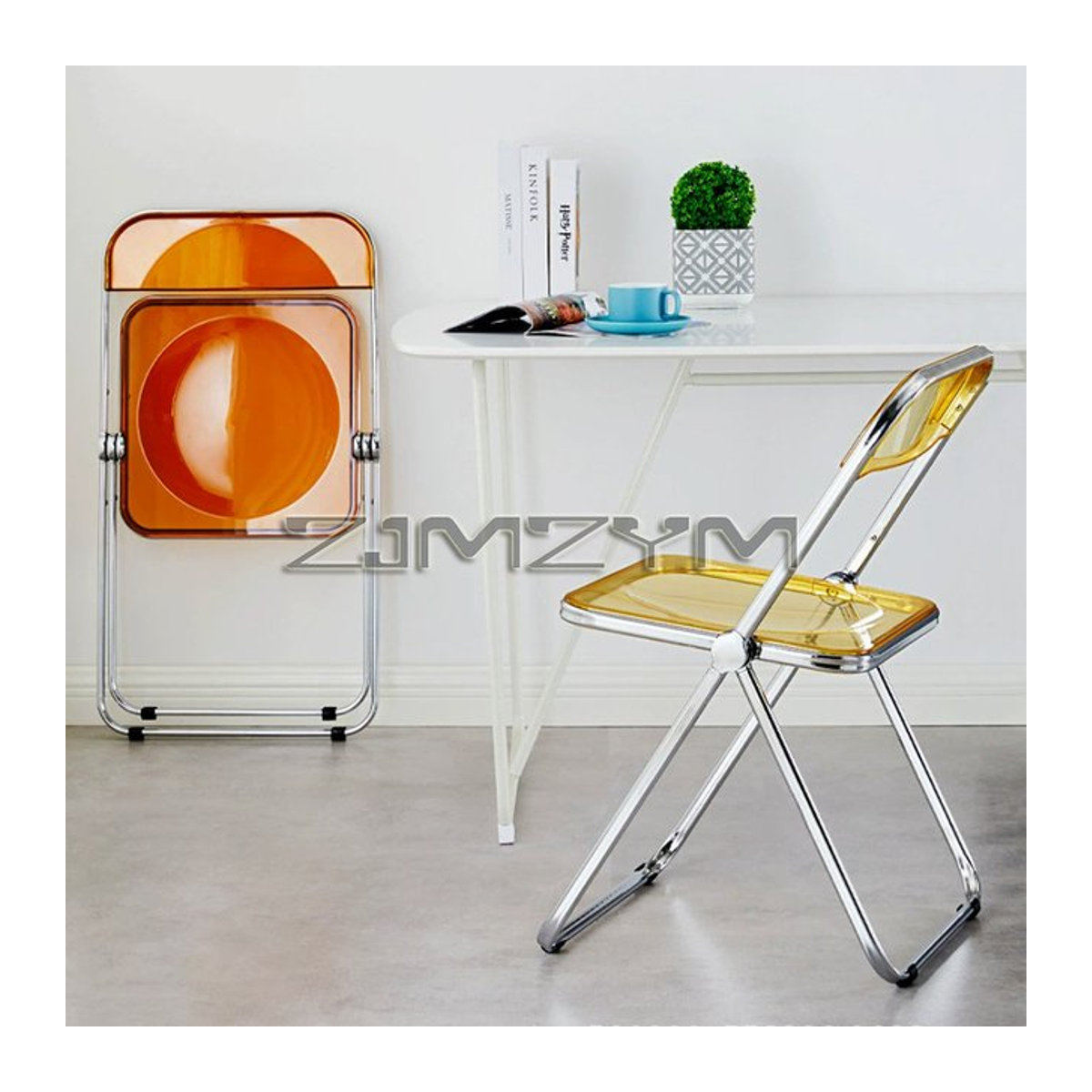 Moderner Klappstuhl aus Acryl und Metall von ZJMZYM in Transparent - Bild 1