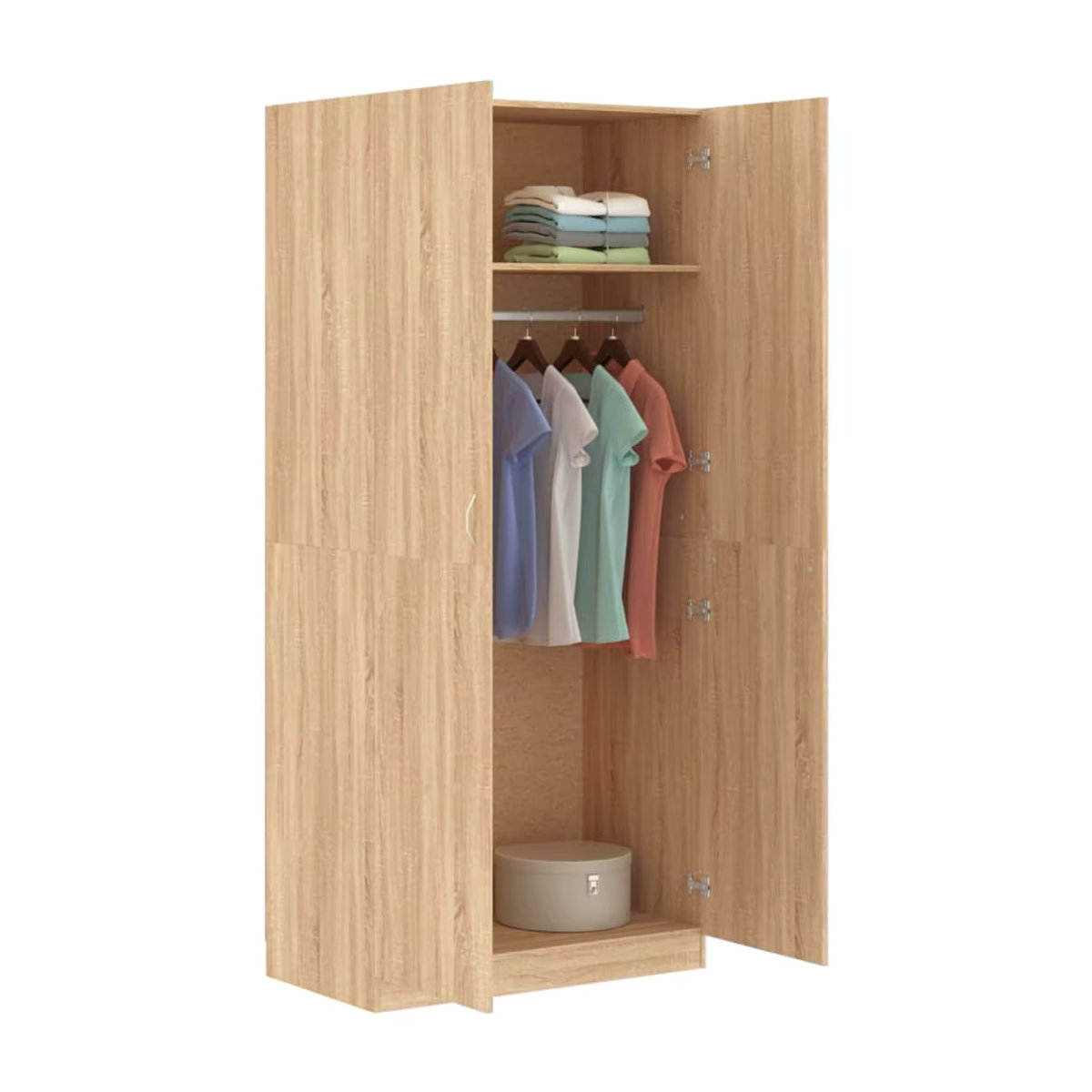 Moderner Kleiderschrank aus Holzwerkstoff in Eiche Natur, B/T/H: 90 x 52 x 200 cm - Bild 2