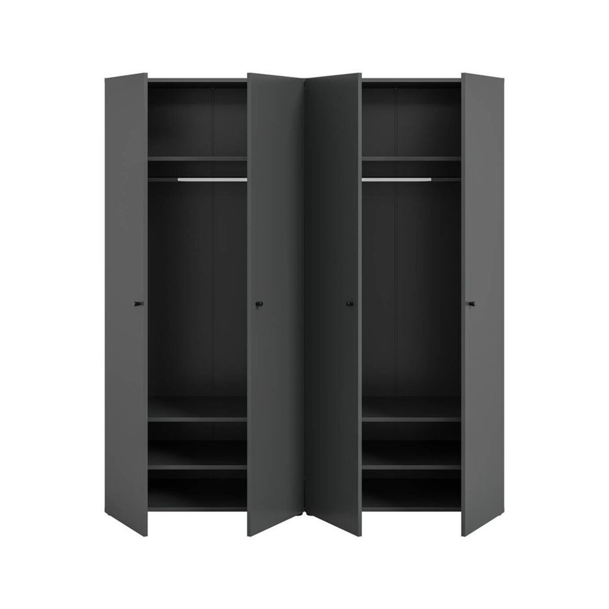 Moderner Kleiderschrank DARWIN von xonox.home in Anthrazit mit Drehtüren, B/H/T: 160 x 176 x 51 cm - Bild 4