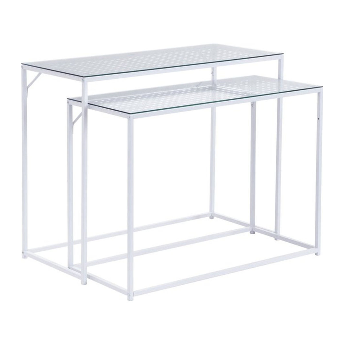 Moderner Konsolentisch in Weiß im Industrial Design mit Glas und Metall, Rechteckig - Bild 1