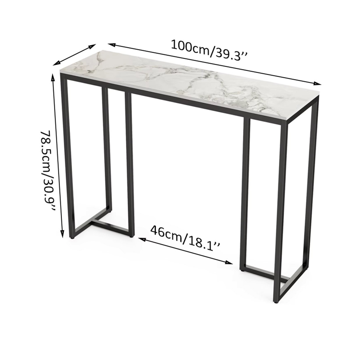 Moderner Konsolentisch mit Marmorplatte und Metallrahmen in Grün-Weiß mit abstraktem Design - Bild 4