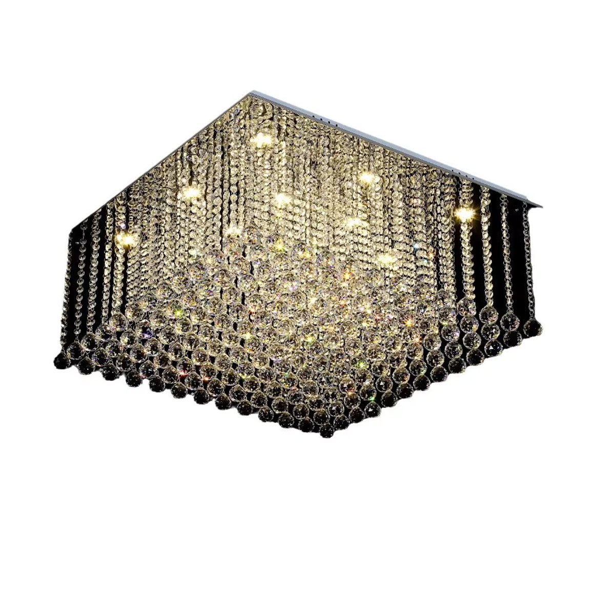 Moderner Kristall-Kronleuchter aus Glas in Gold und Silber als quadratische Luxus-Hängeleuchte für dein Wohnzimmer, Esszimmer oder die Lobby - Bild 5
