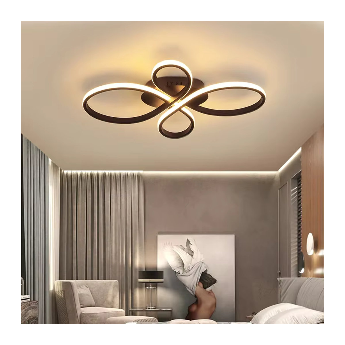 Moderner Kronleuchter von JIANKEXING in Schwarz mit Chinas Knotenmodellierung als Hängelampe für Wohnzimmer, Flur oder Schlafzimmer - Bild 2