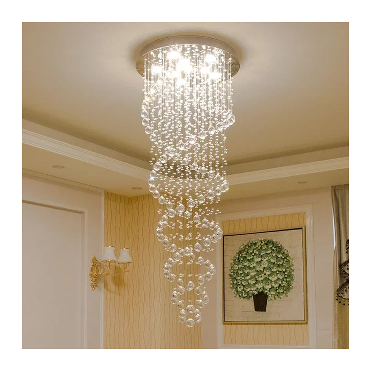 Moderner LED Kristall Kronleuchter aus Glas in Silber für Schlafzimmer und Hotel - Bild 1