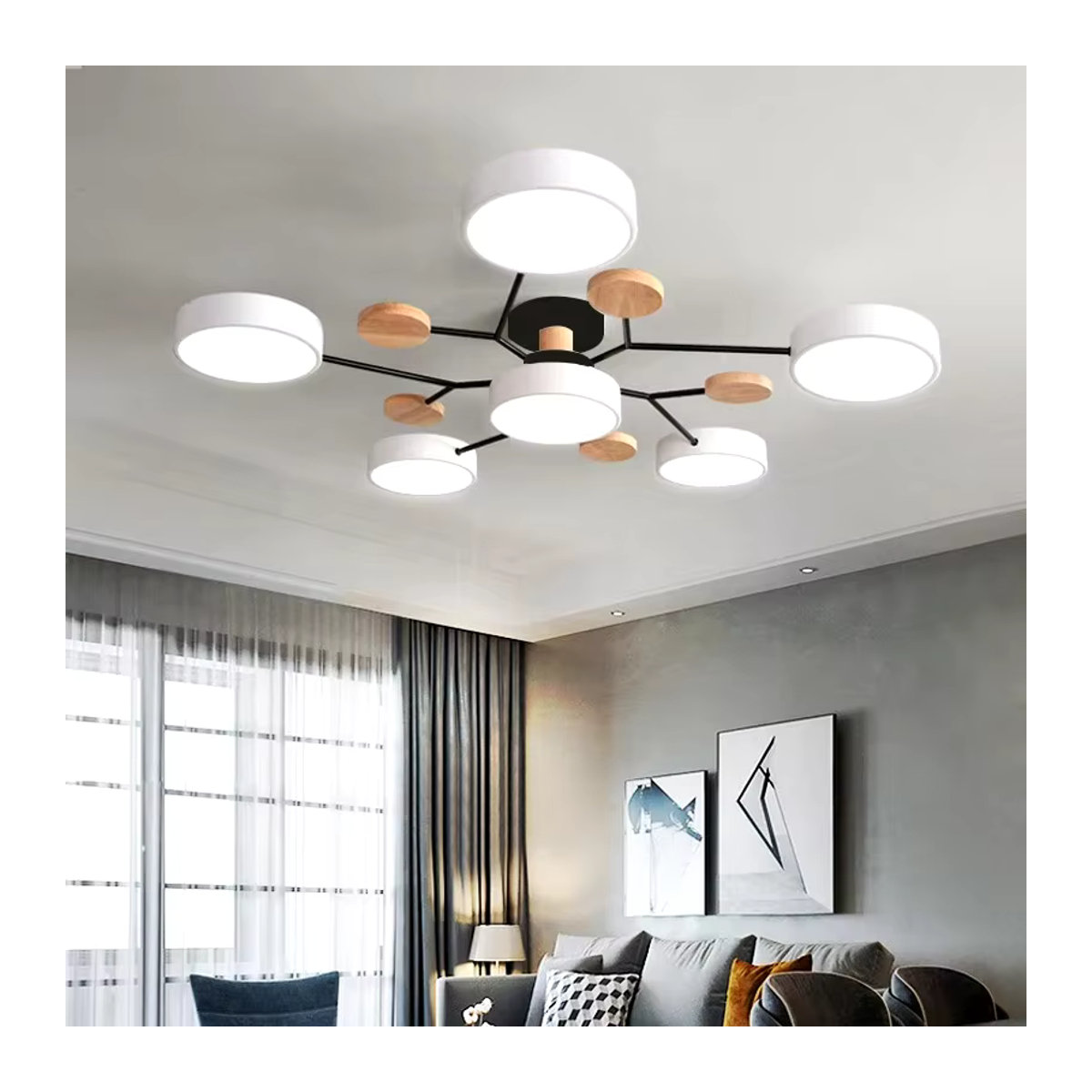 Moderner LED Kronleuchter aus Leder von IRALAN in Schwarz/Weiß für Wohnzimmer, Esszimmer und Küche - Bild 2