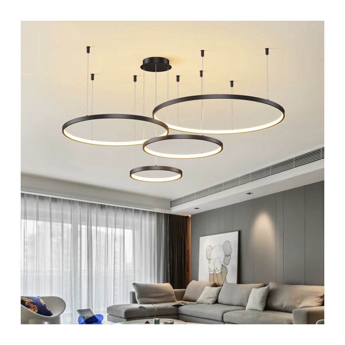 Moderner LED-Kronleuchter KAGU in Schwarz und Gold für dein Wohnzimmer - Bild 2