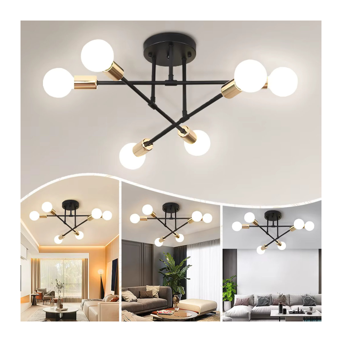 Moderner LED Kronleuchter von CHENBEN in Schwarz aus Metall für Wohnzimmer, Küche und Esszimmer - Bild 2