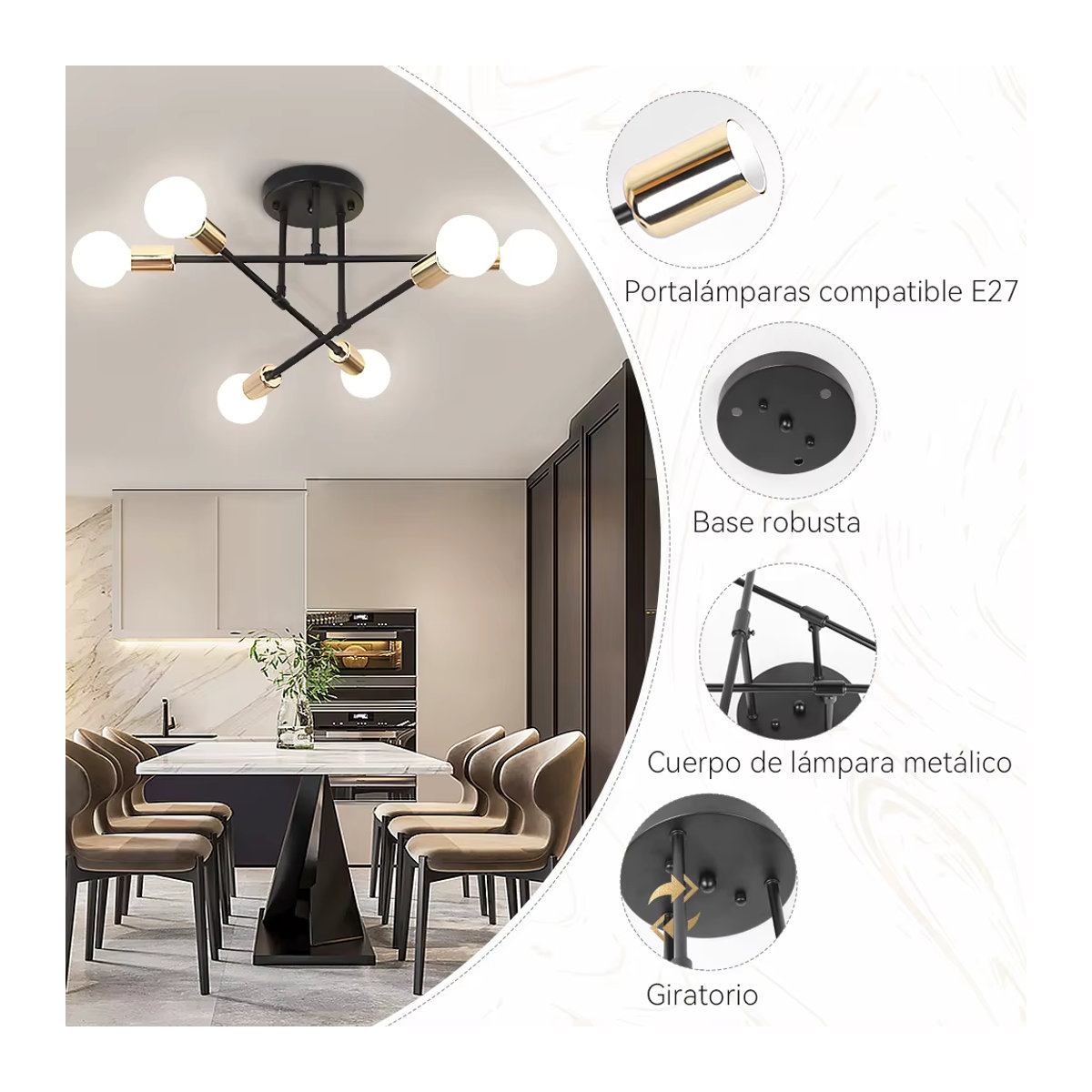 Moderner LED Kronleuchter von CHENBEN in Schwarz aus Metall für Wohnzimmer, Küche und Esszimmer - Bild 4
