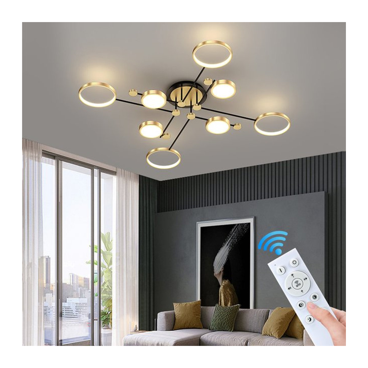 Moderner LED Kronleuchter von IRALAN in Gold aus Metall für Wohnzimmer und Schlafzimmer - Bild 1
