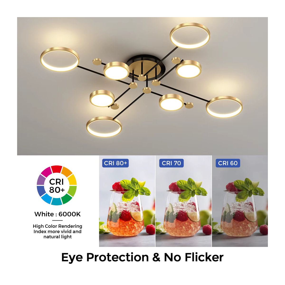 Moderner LED Kronleuchter von IRALAN in Gold aus Metall für Wohnzimmer und Schlafzimmer - Bild 3