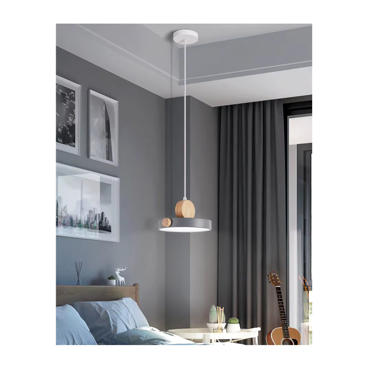 Moderner LED Kronleuchter von IRALAN in skandinavischem Design aus Holz mit dreifarbiger Beleuchtung - Bild 2