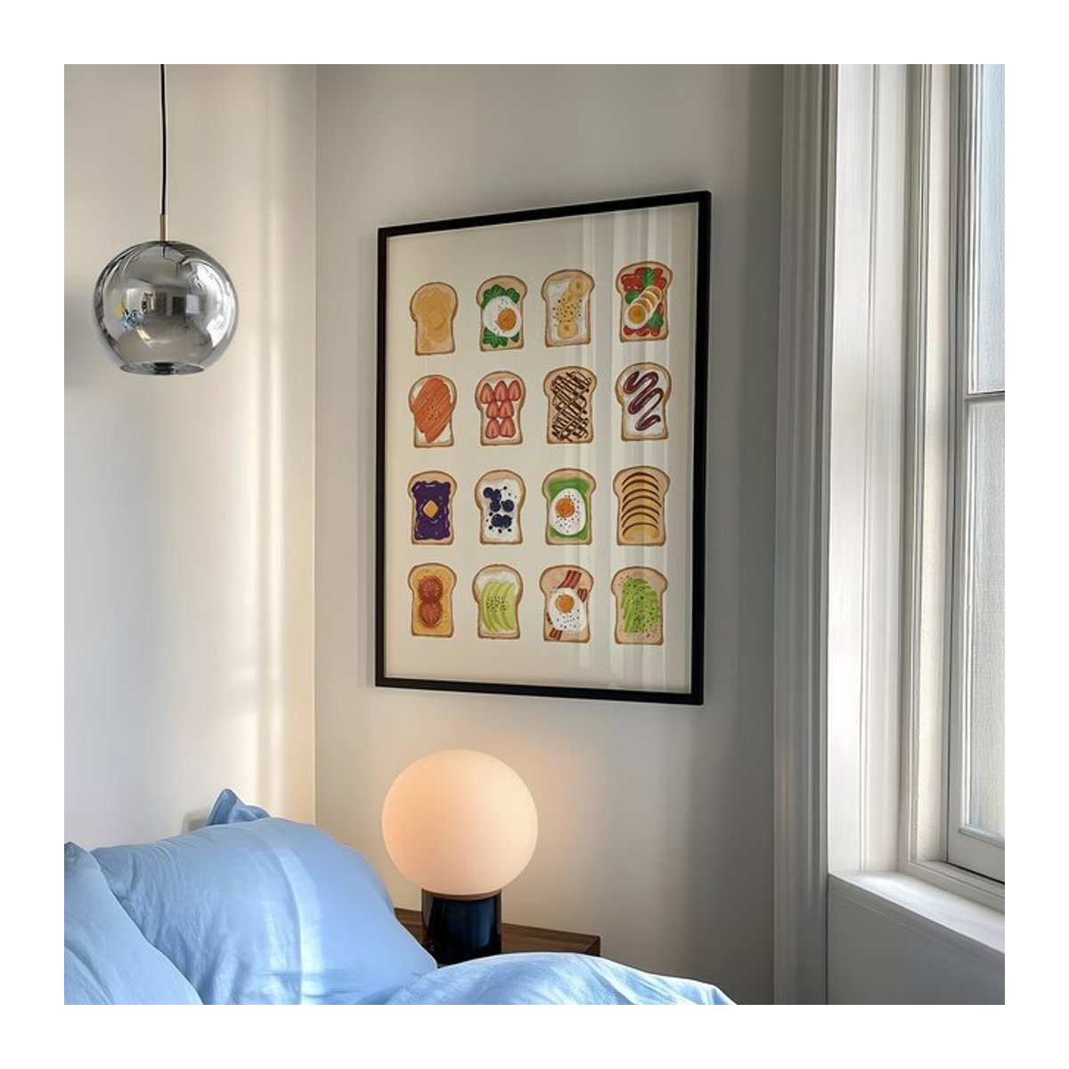 Moderner Leinwand Kunstdruck Brot und Sandwiches als mehrfarbiges Wandbild im Hochformat für deine Wohnkultur - Bild 1