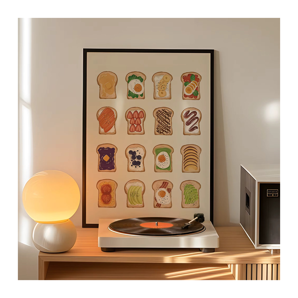 Moderner Leinwand Kunstdruck Brot und Sandwiches als mehrfarbiges Wandbild im Hochformat für deine Wohnkultur - Bild 2