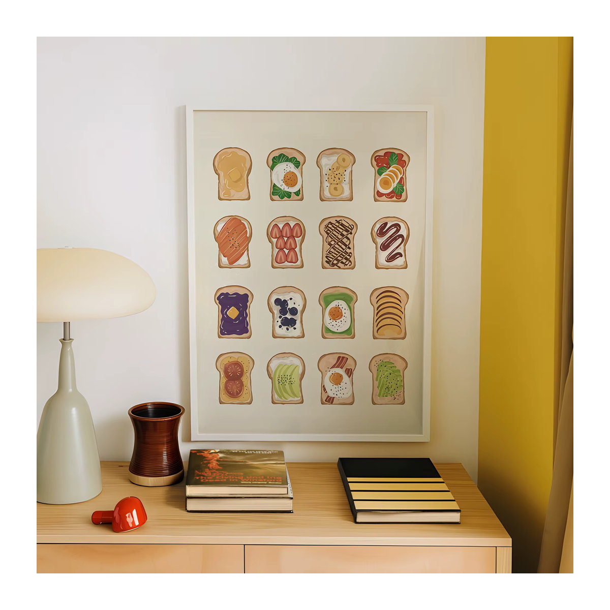 Moderner Leinwand Kunstdruck Brot und Sandwiches als mehrfarbiges Wandbild im Hochformat für deine Wohnkultur - Bild 4