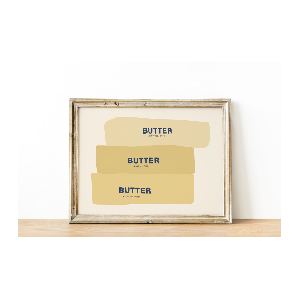 Moderner Leinwand Kunstdruck Butter Zeichnung als Wandbild in Beige für Wohnzimmer und Küche - Bild 2