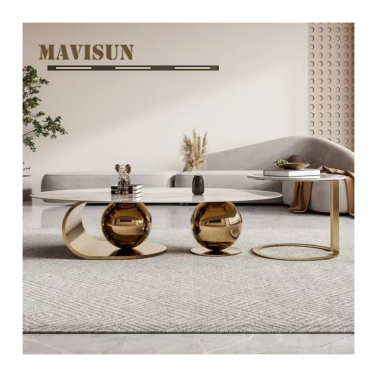 Moderner Luxus-Couchtisch aus natürlichem Marmor von DUTRIEUX in Weiß oder Schwarz mit abstraktem Design - Bild 5