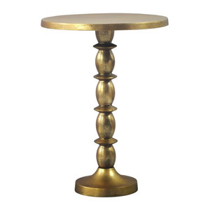 Moderner minimalistischer Beistelltisch rund aus Metall in Gold