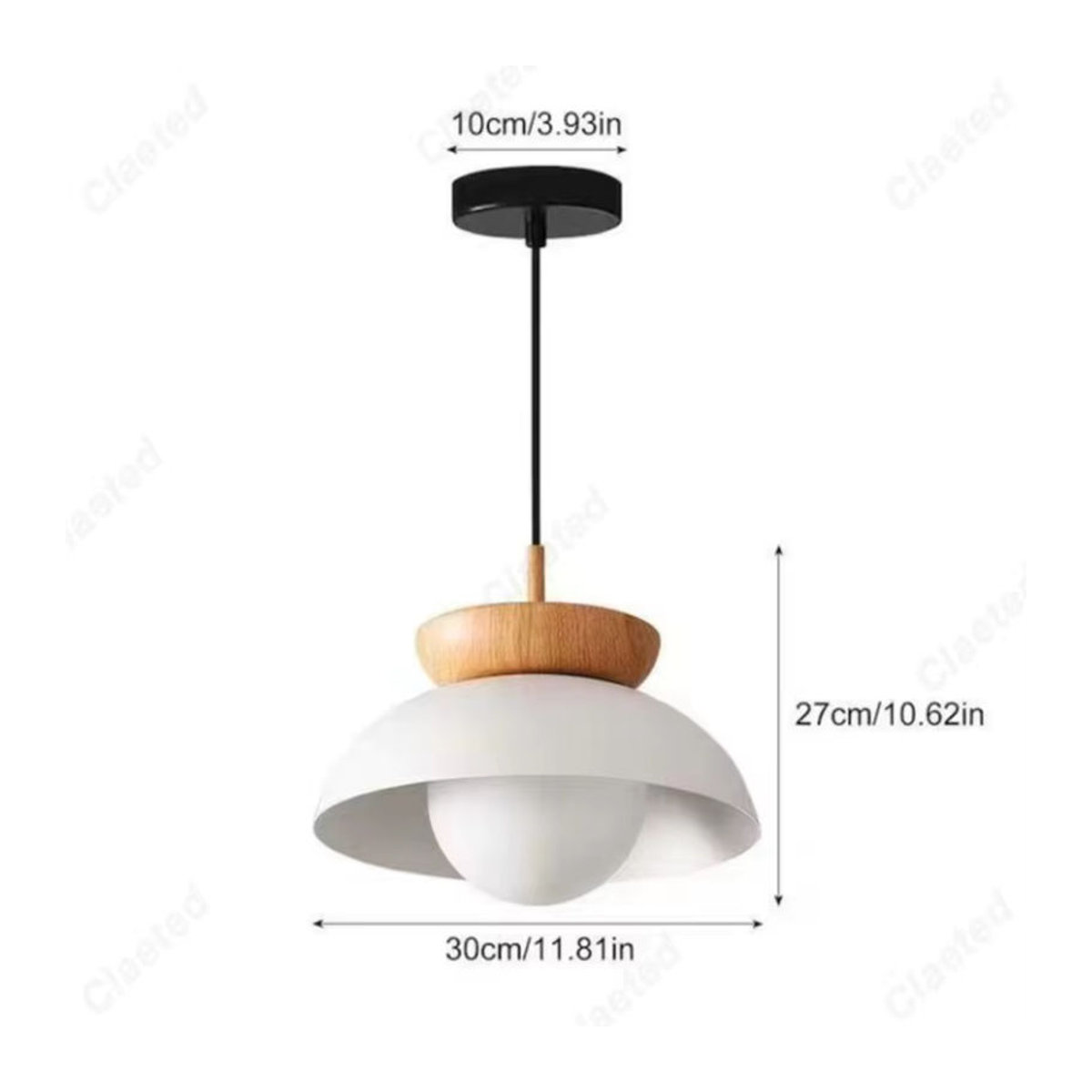 Moderner minimalistischer LED Kronleuchter aus Holz in Braun oder Weiß mit E27 Fassung für Wohnzimmer, Restaurant und Bar - Bild 3