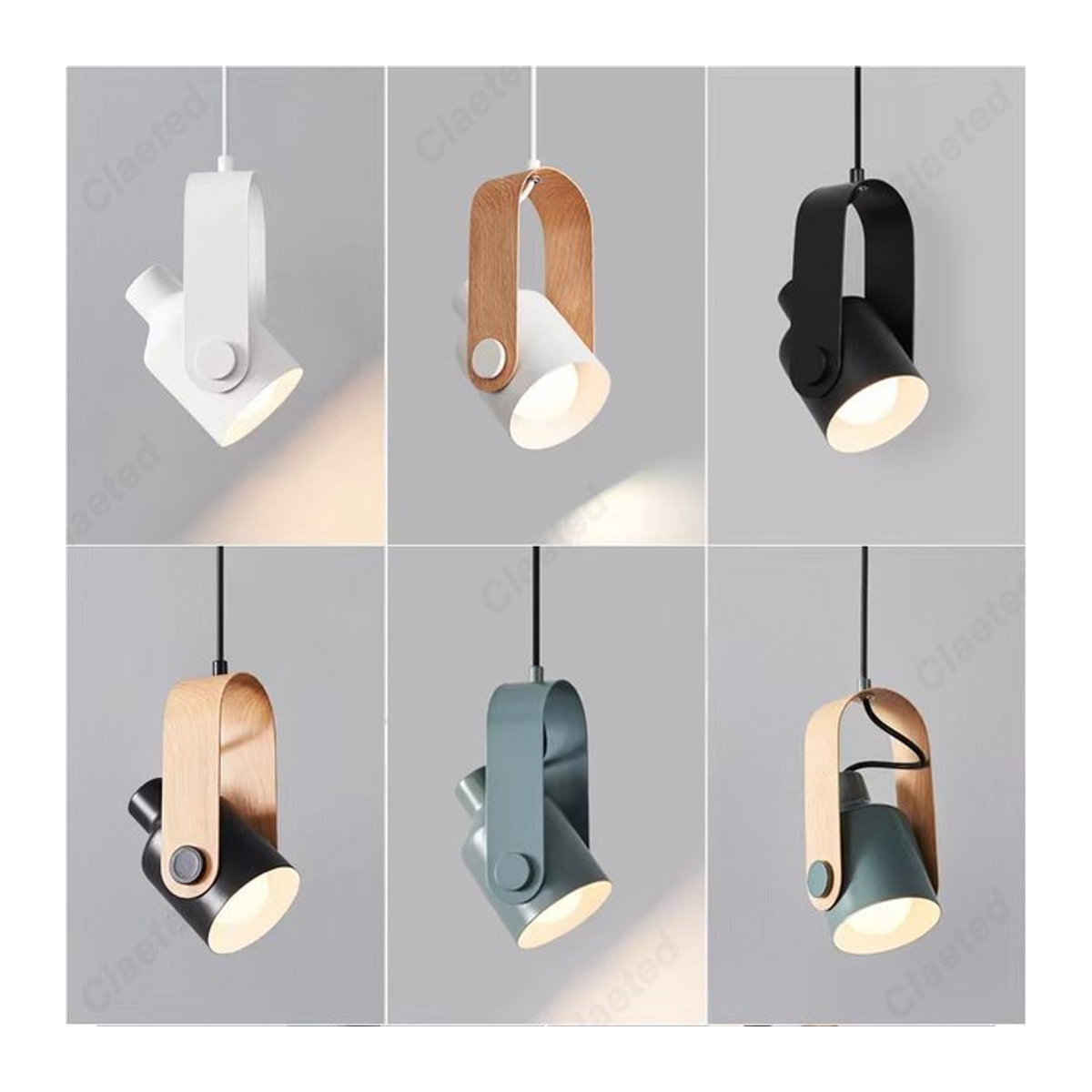 Moderner minimalistischer LED Kronleuchter in Weiß aus Holz für Wohnzimmer, Esszimmer oder Schlafzimmer - Bild 1