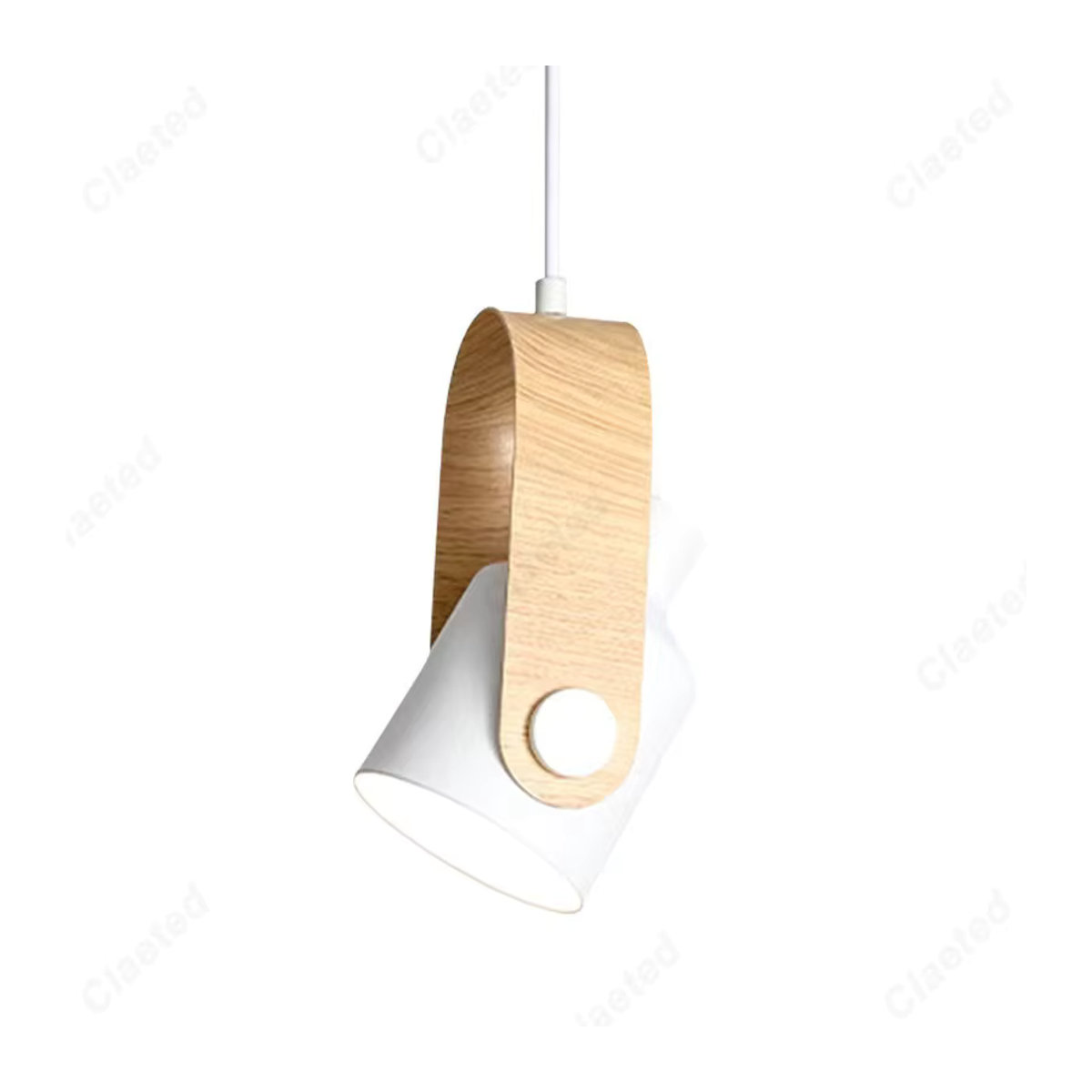 Moderner minimalistischer LED Kronleuchter in Weiß aus Holz für Wohnzimmer, Esszimmer oder Schlafzimmer - Bild 2