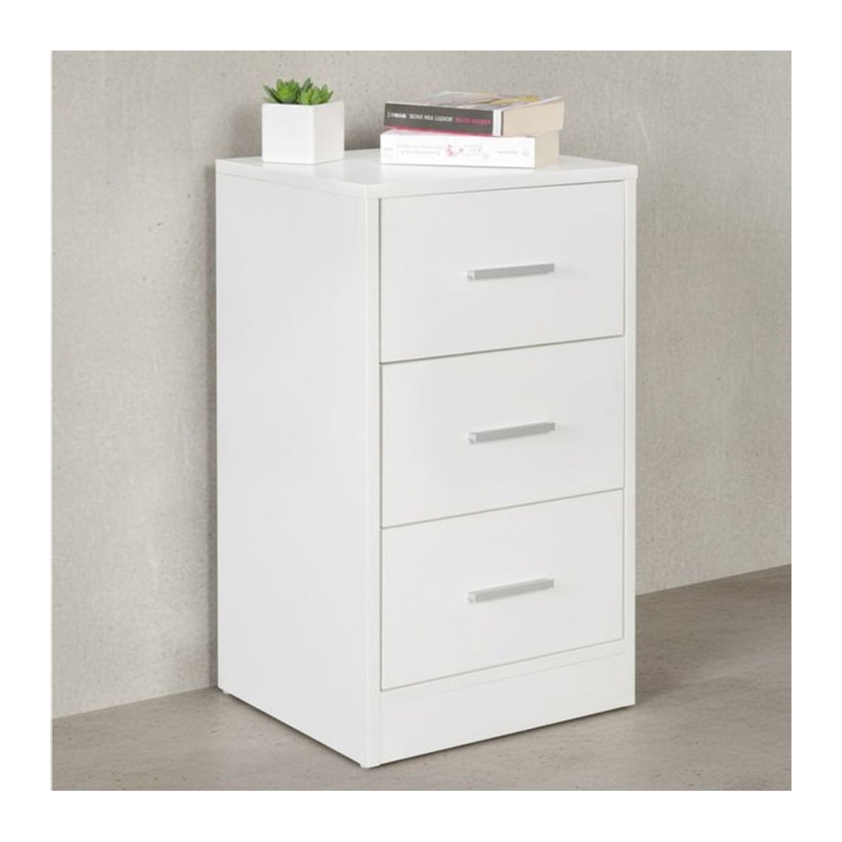 Moderner Nachtschrank von KADIMA DESIGN aus Holzwerkstoff mit 3 Schubladen in Schwarz und Weiß, B/T/H: 38 x 35 x 68 cm - Bild 1