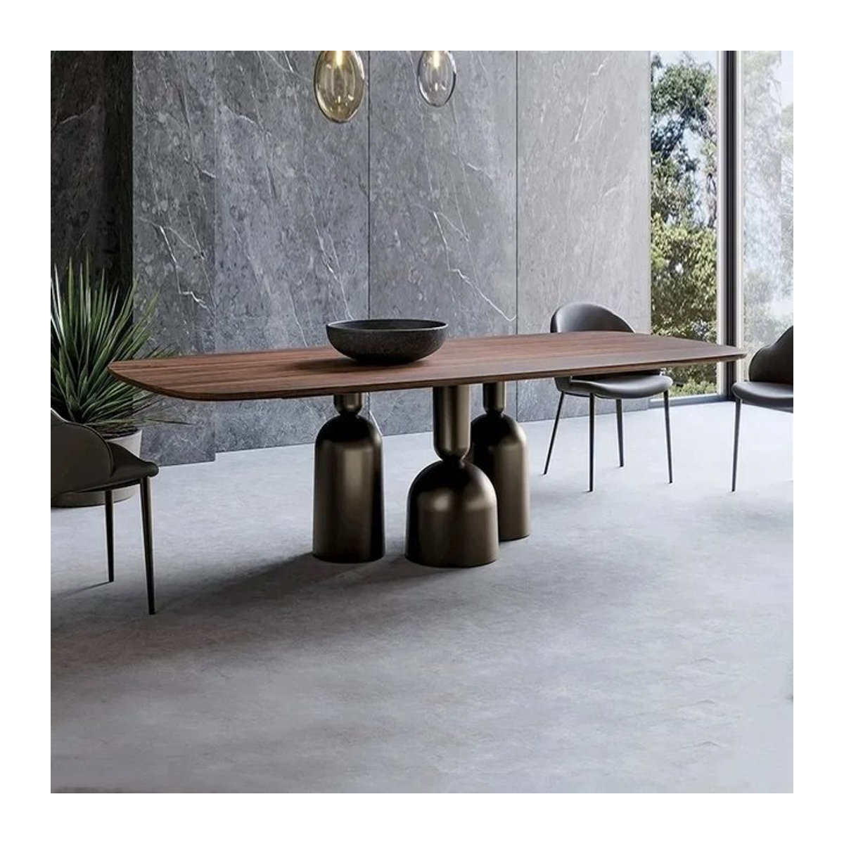 Moderner ovaler Esstisch aus Holz von DUTRIEUX in Braun, B/T/H: 160 x 160 x 160 cm - Bild 1