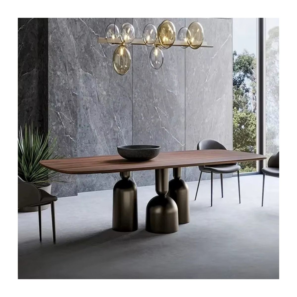 Moderner ovaler Esstisch aus Holz von DUTRIEUX in Braun, B/T/H: 160 x 160 x 160 cm - Bild 2