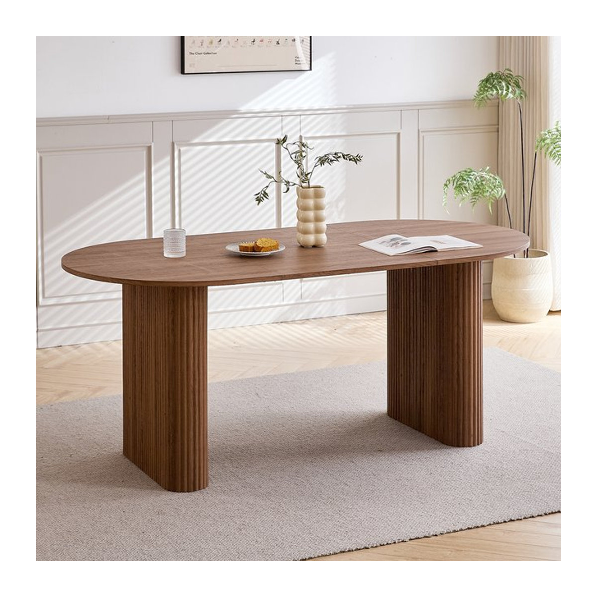 Moderner ovaler Esstisch aus Massivholz von GrandCA HOME in Braun, B/T: 180 x 90 cm - Bild 1
