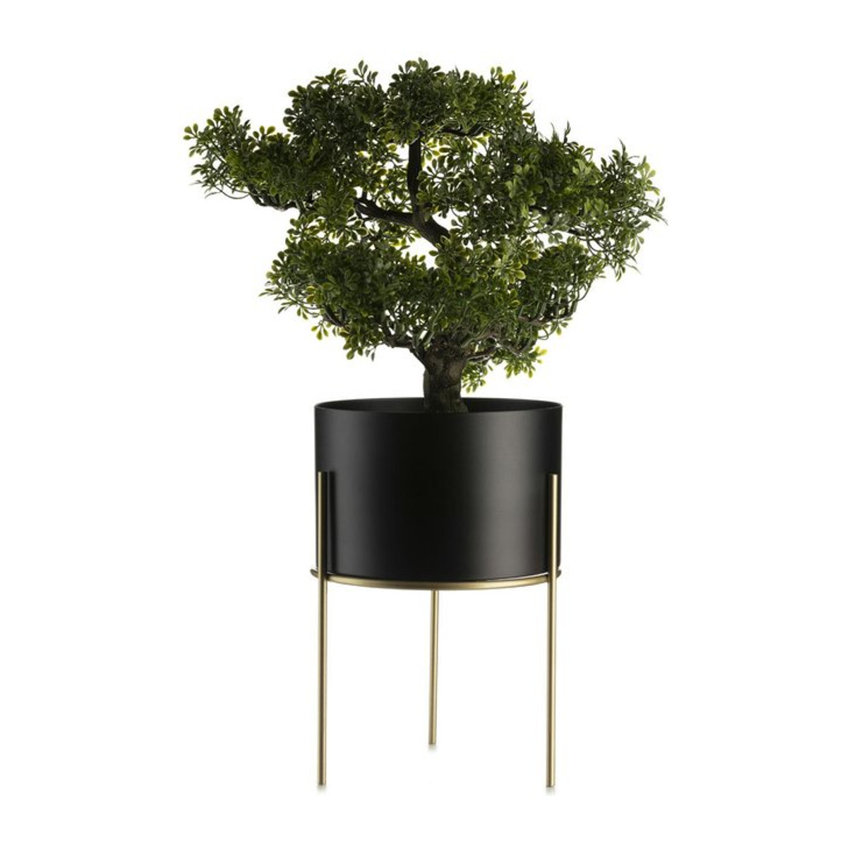 Moderner Pflanzenständer Loft aus Metall in Schwarz oder Gold, rund und freistehend, Höhe: 22 cm - Bild 1
