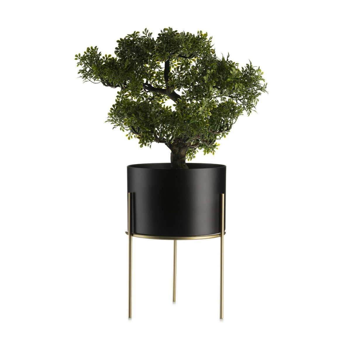 Moderner Pflanzenständer Loft aus Metall in Schwarz oder Gold, rund und freistehend, Höhe: 22 cm - Bild 3