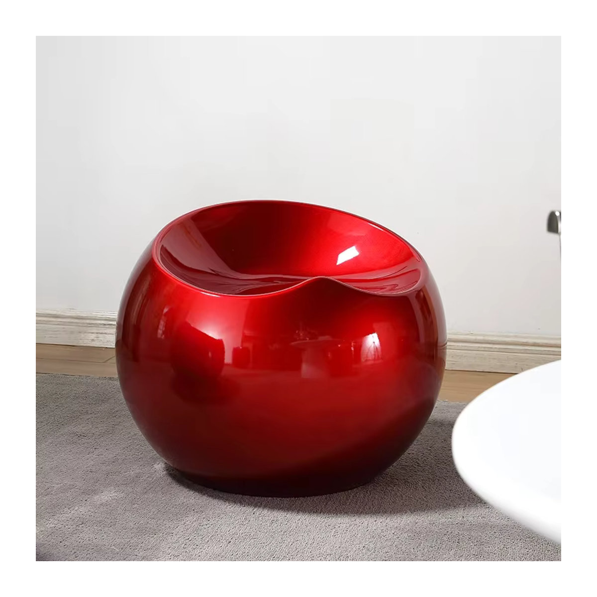 Moderner Polsterhocker Nordic im skandinavischen Design aus Kunststoff, Farbe: Rot/Gold - Bild 2