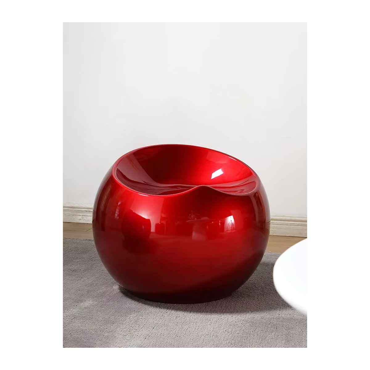 Moderner Polsterhocker Nordic im skandinavischen Design aus Kunststoff, Farbe: Rot/Gold - Bild 3