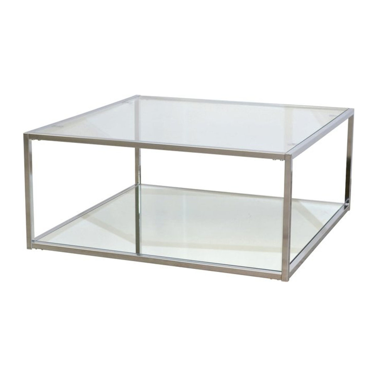 Moderner quadratischer Couchtisch Alisa von Möbel direkt aus Glas und Metall in Silber - Bild 1