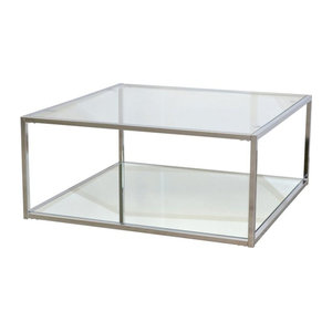 Moderner quadratischer Couchtisch Alisa von Möbel direkt aus Glas und Metall in Silber