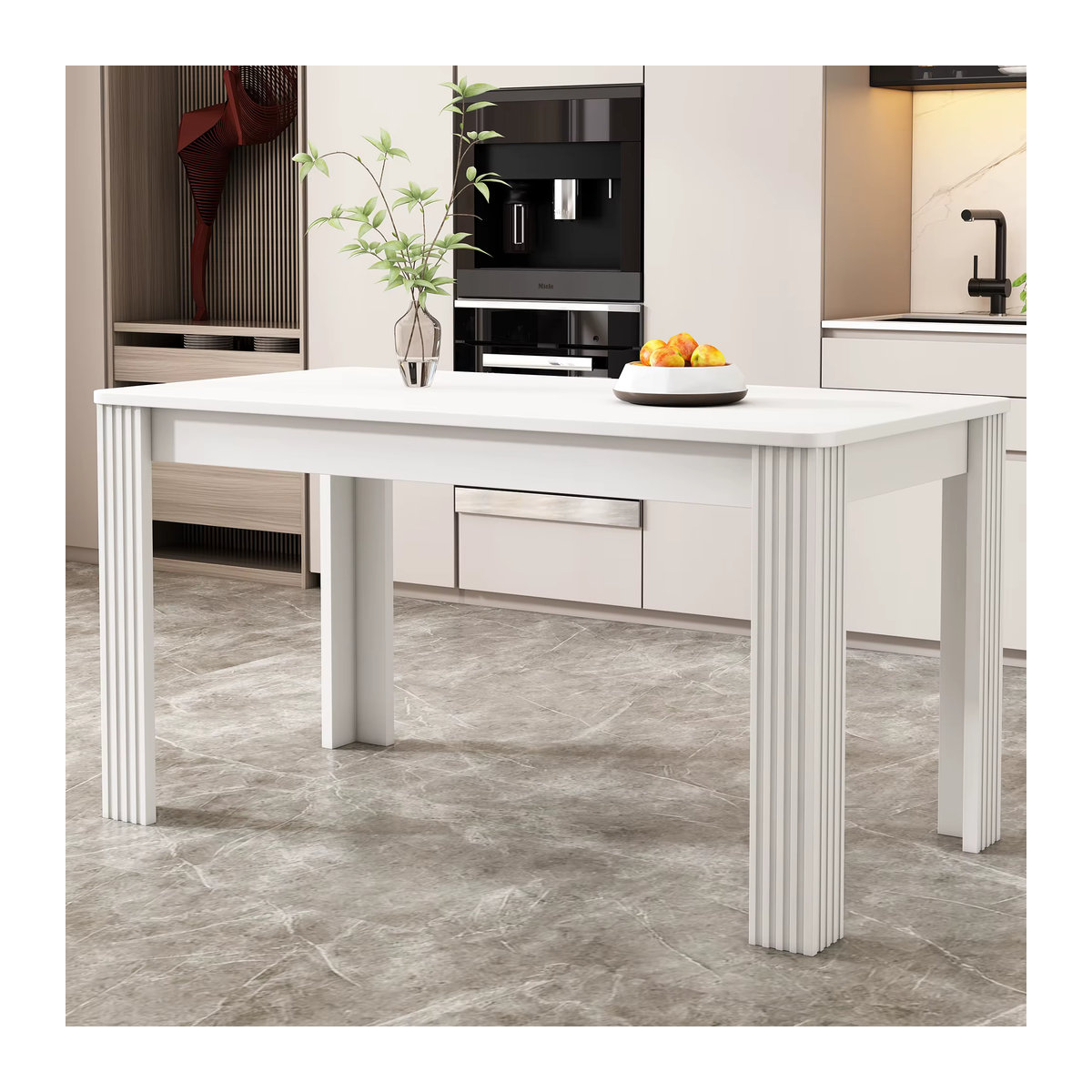 Moderner rechteckiger Esstisch von MODFU in Weiß mit MDF-Tischplatte und minimalistischem Design - Bild 3