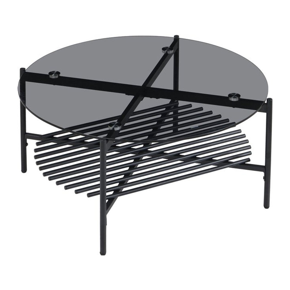 Moderner runder Couchtisch aus Glas in Schwarz im Industrial- und Skandinavischen Design - Bild 1