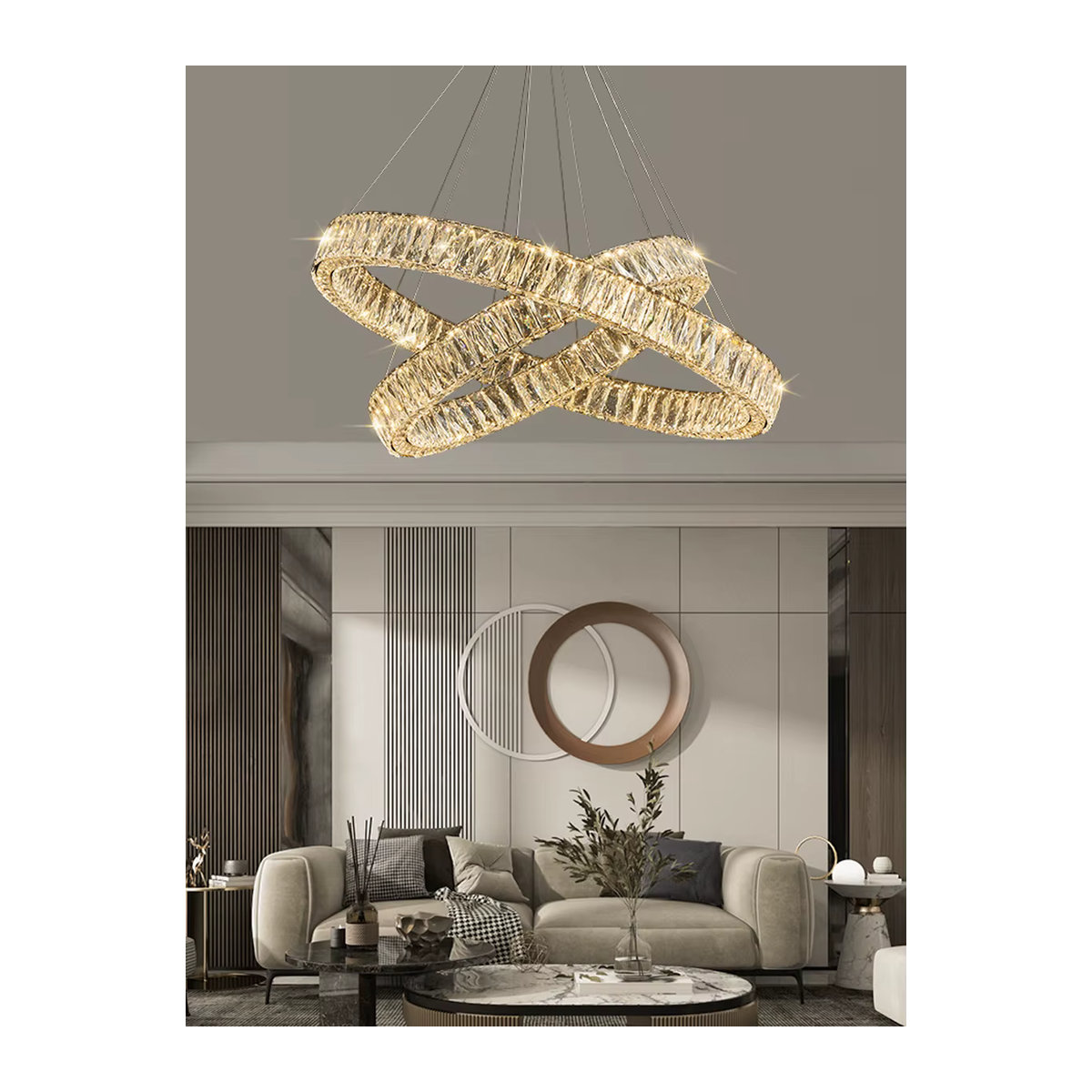 Moderner runder Kronleuchter aus K9-Kristall und Glas in Chrom von Trustwin Lighting - Bild 1