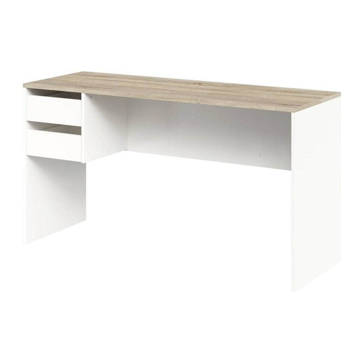 Moderner Schreibtisch aus Holzwerkstoff in Eiche und Weiß, B/H/T: 138 x 75 x 50 cm - Bild 1