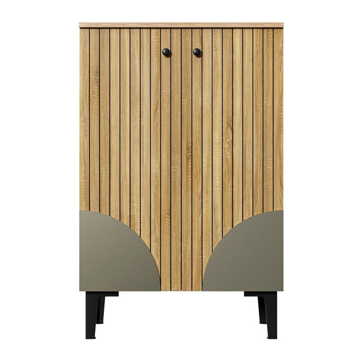 Moderner Schuhschrank von GL Store im skandinavischen Design mit Drehtüren und Soft-Close-Funktion, Natur, B/T/H: 60 x 32 x 94 cm - Bild 1