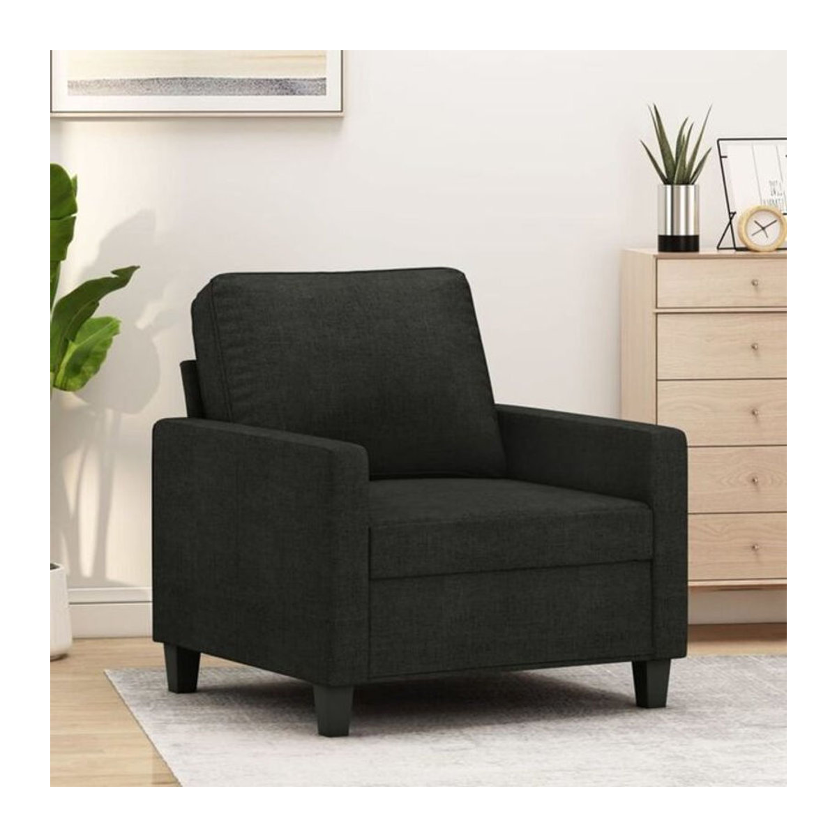 Moderner Sessel von vidaXL in Schwarz aus Stoff und Metall mit 60 cm Breite - Bild 1