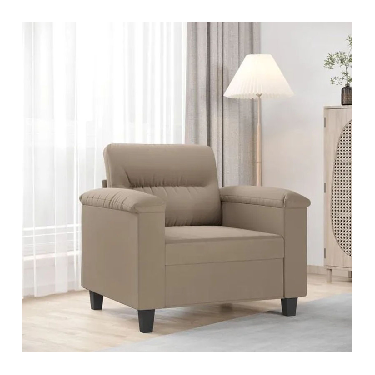 Moderner Sessel von vidaxl in Taupe Meliert aus Mikrofaser und Metall mit einer Breite von 60 cm - Bild 1