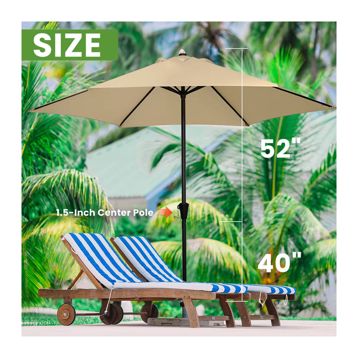 Moderner Sonnenschirm für Terrasse und Garten in Schwarz oder Beige - Bild 2